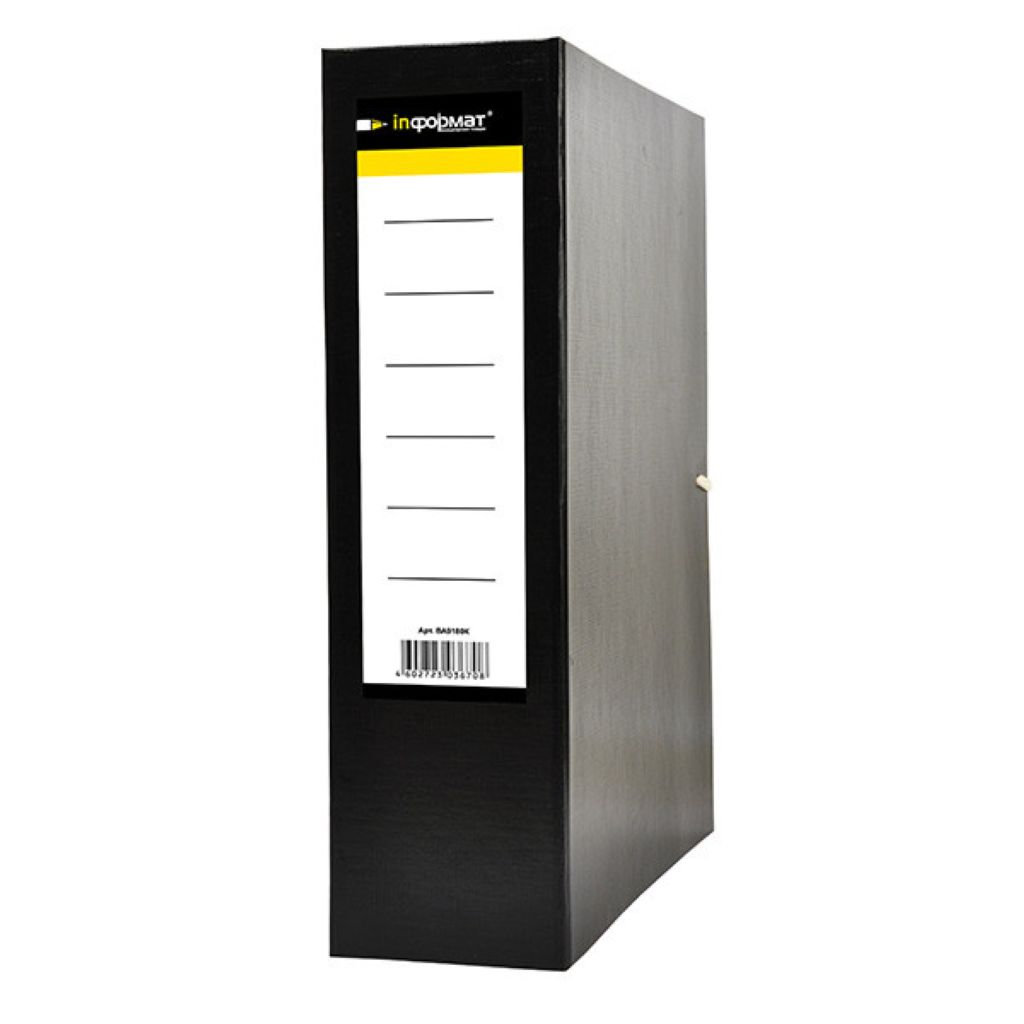 Короб архивный А4  80мм "InФОРМАТ" черный бумвинил /25/