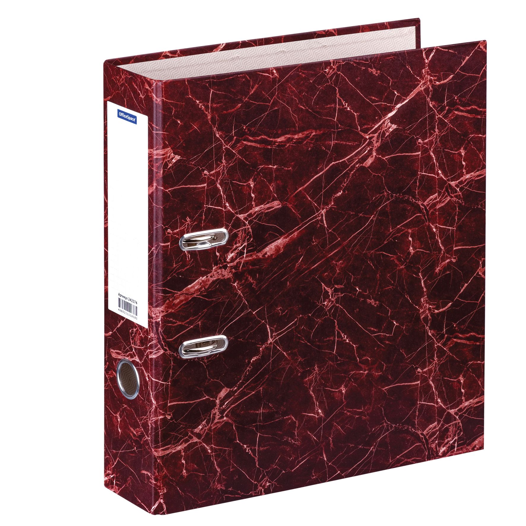Папка-регистратор 70мм "OfficeSpace" мрамор красная /20/