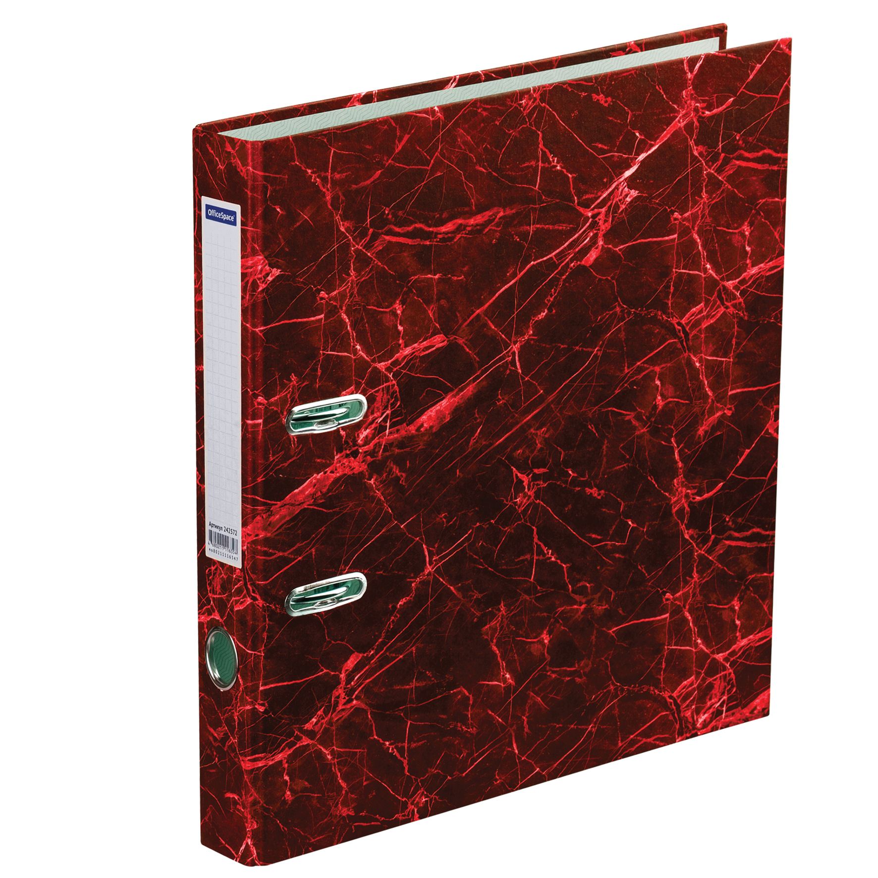 Папка-регистратор 50мм "OfficeSpace" мрамор красная /25/