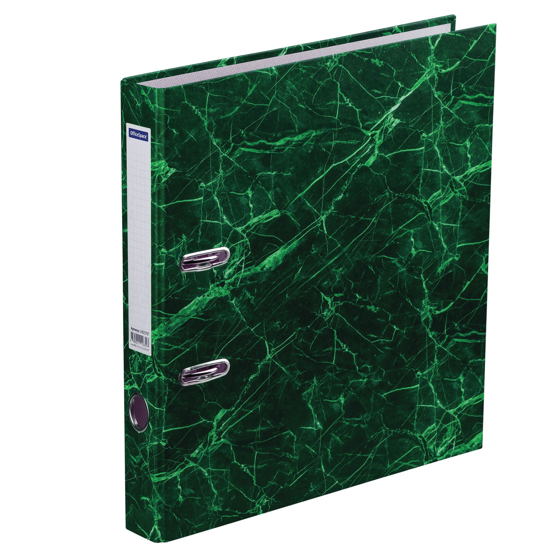 Папка-регистратор 50мм "OfficeSpace" мрамор зеленая /25/
