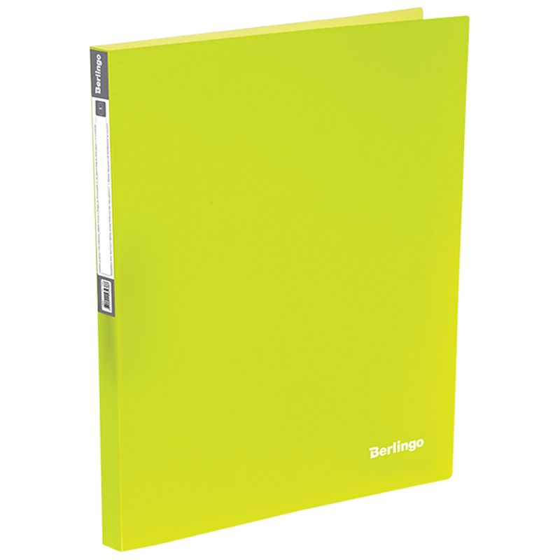 Папка А4 на 4-х кольцах 25мм "Berlingo" желтая неон /20/