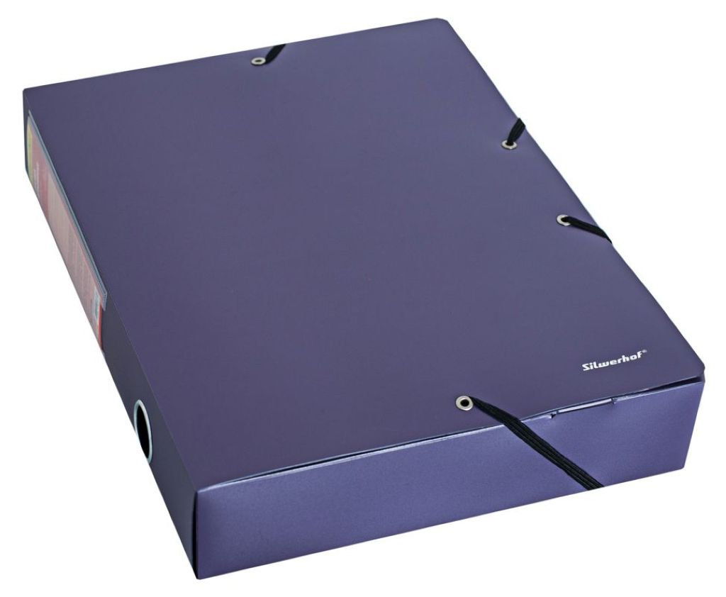 Короб для документов на резинке  55мм "Silwerhof" сиреневый металлик /10/