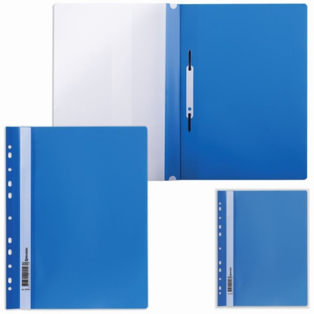 Папка-скоросшиватель с перфорацией А4 "BRAUBERG" синий /10/
