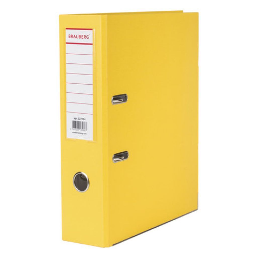 Папка-регистратор 80мм "Brauberg" ПВХ желтая /20/