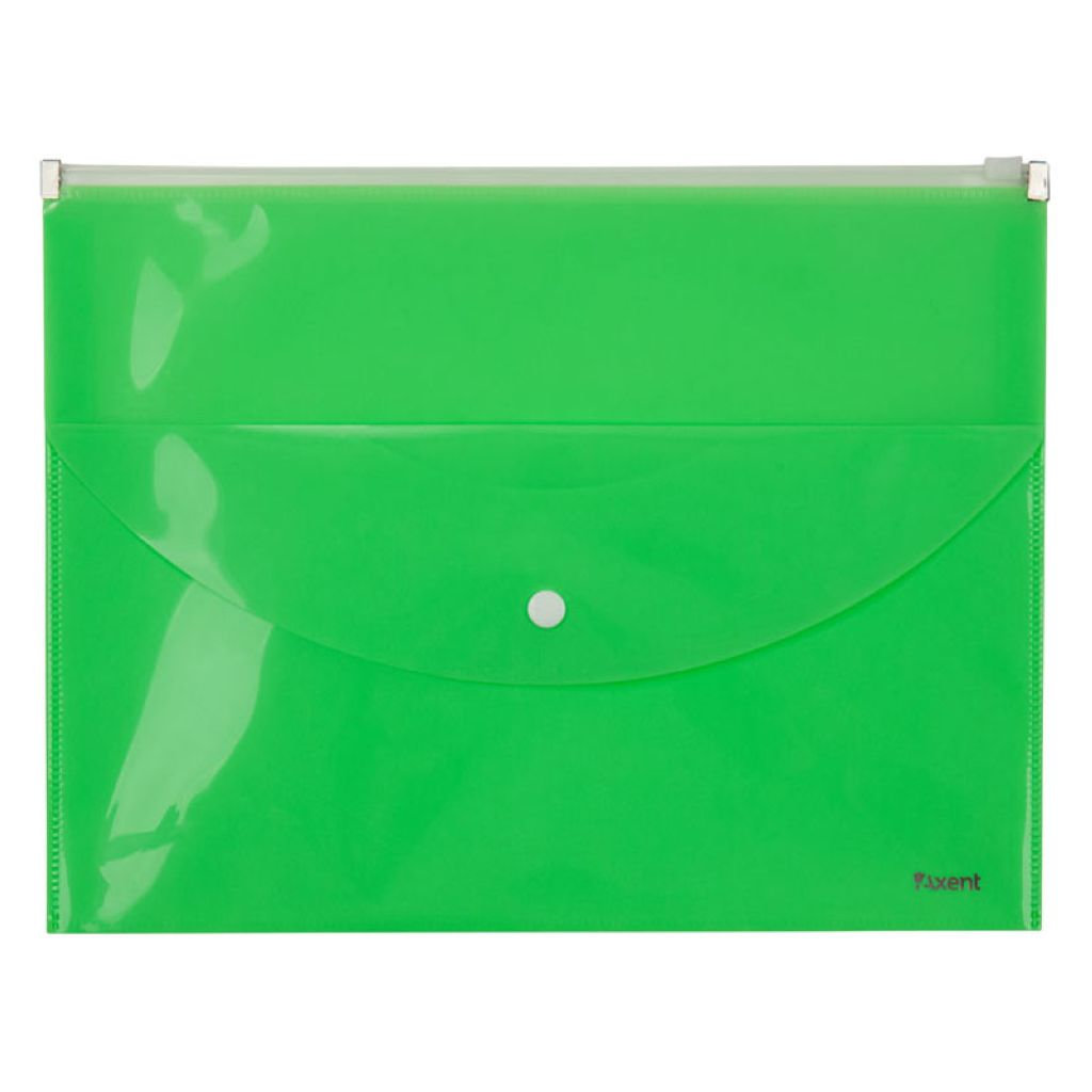 Папка на молнии А4 салатовая 2 отд. /12/