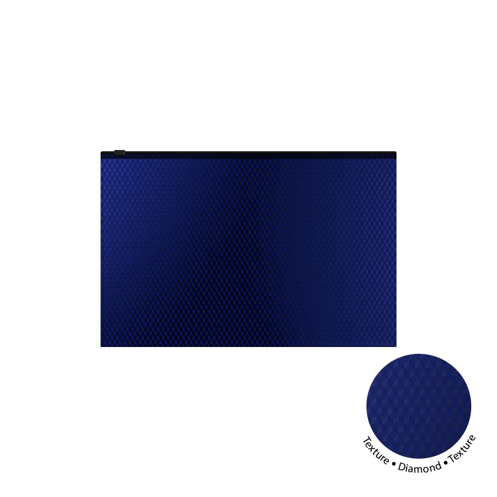 Папка на молнии B5 "Diamond Total Blue" полупрозрачный, синий /12/