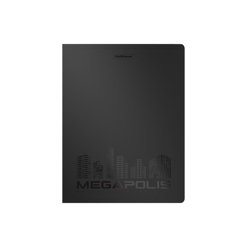 Папка А4 на 4-х кольцах 24мм "Megapolis" черная /4/