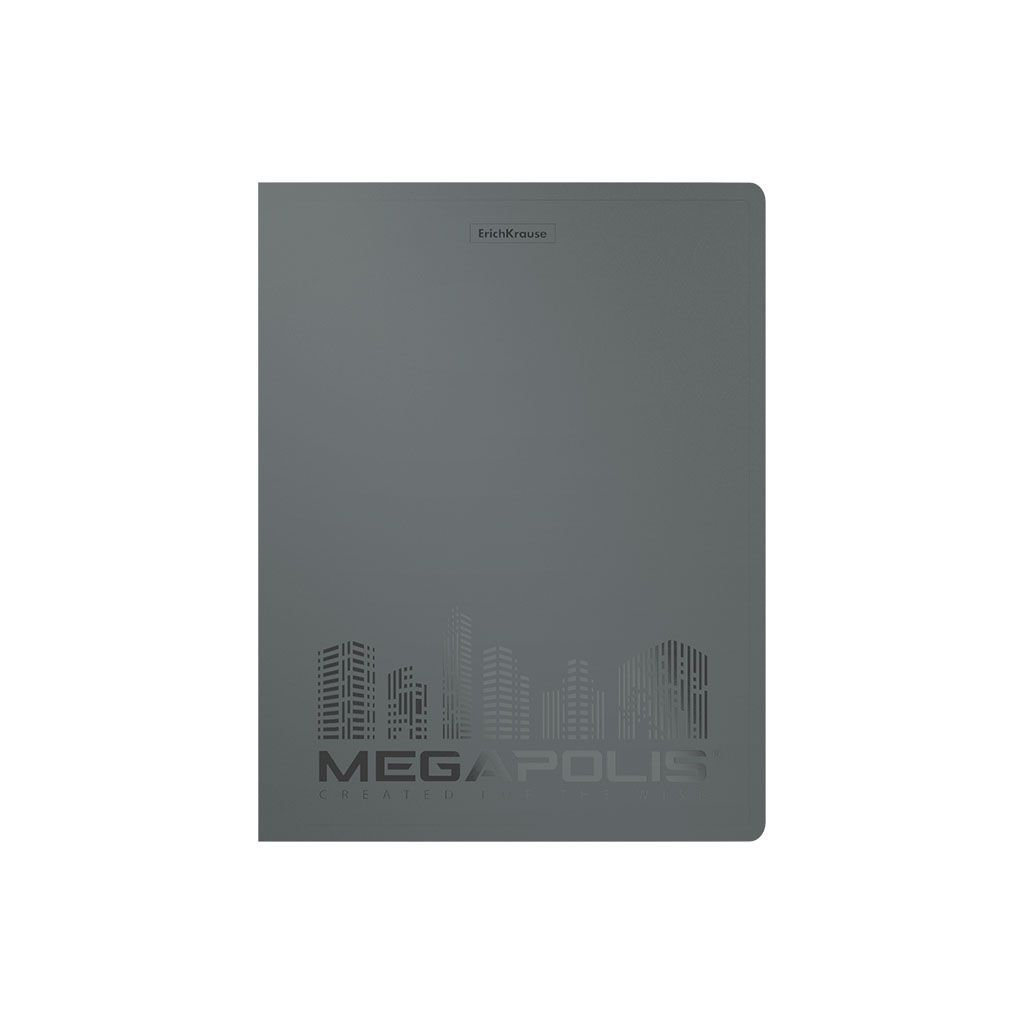 Папка А4 на 4-х кольцах 24мм "Megapolis" серая /4/