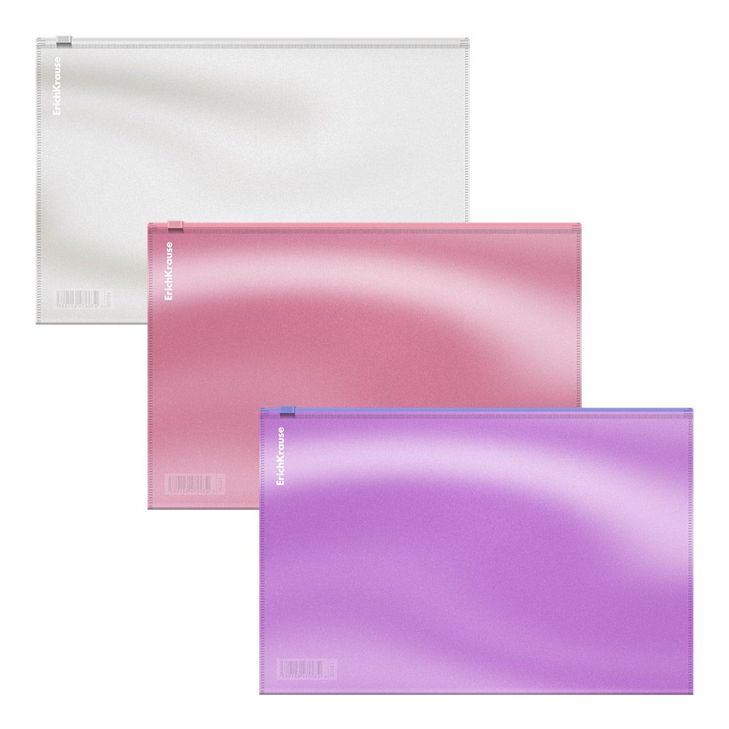Папка на молнии B5 "Glossy Candy" полупрозрачный, ассорти /12/