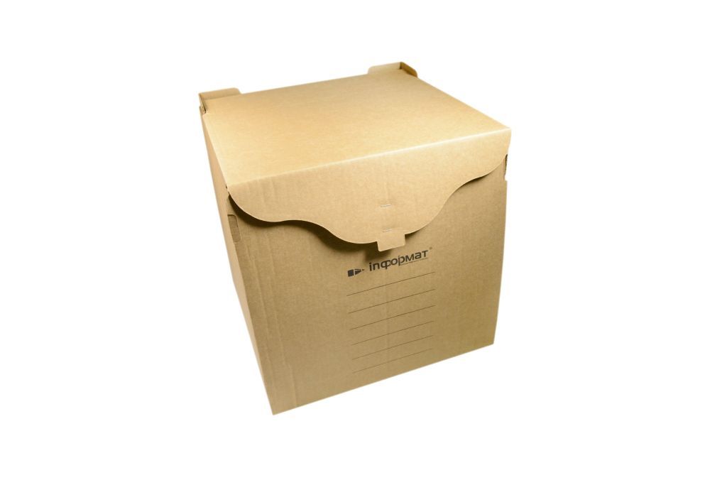 Короб архивный 330х310х340мм "inФОРМАТ" коричневый картон с крышкой /12/