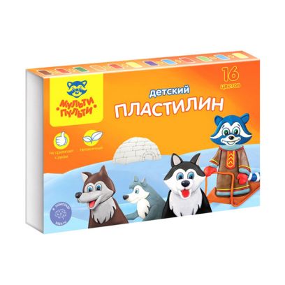 Пластилин 16цв. "Енот на Аляске" 240г со стеком /10/