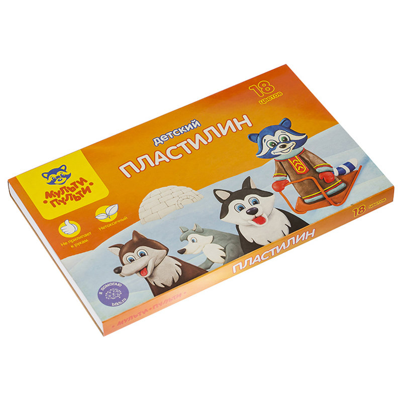 Пластилин 18цв. "Енот на Аляске" 270г со стеком /10/