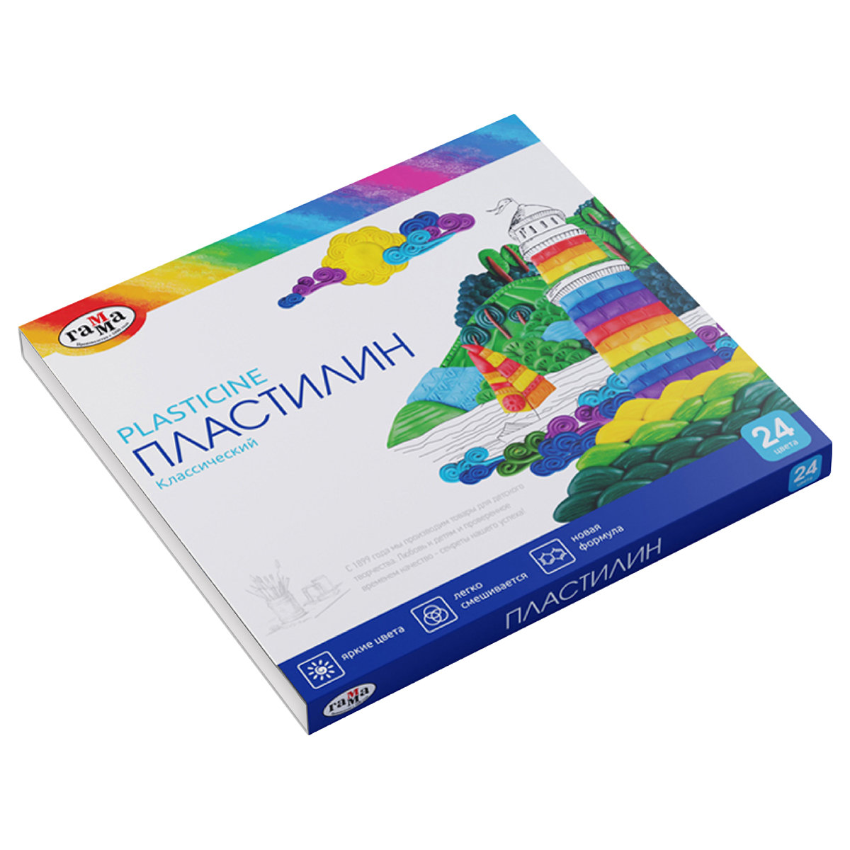 Пластилин 24цв. "Классический" со стеком /10/