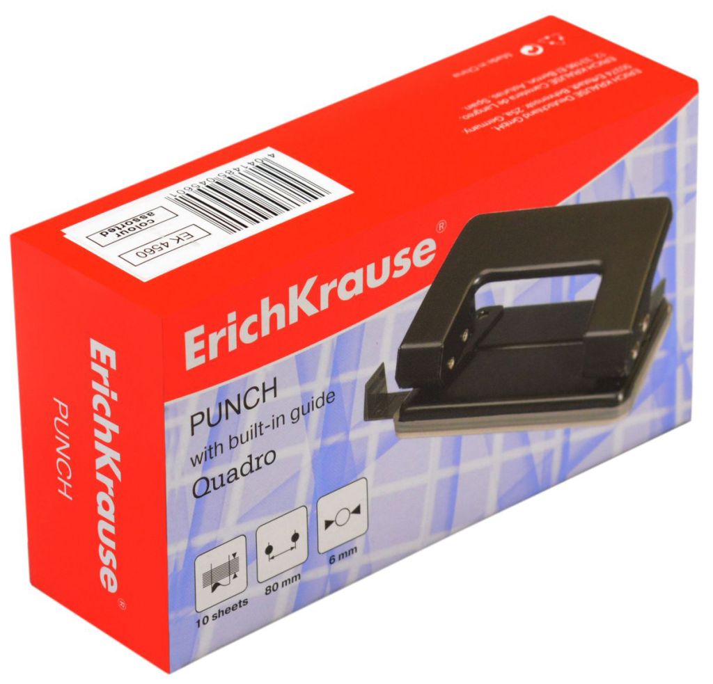 Дырокол до  10л. "Quadro" ассорти /24/