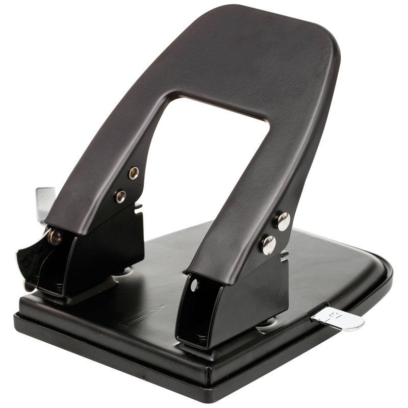 Дырокол до  30л. "OfficeSpace" металлический, черный, с линейкой