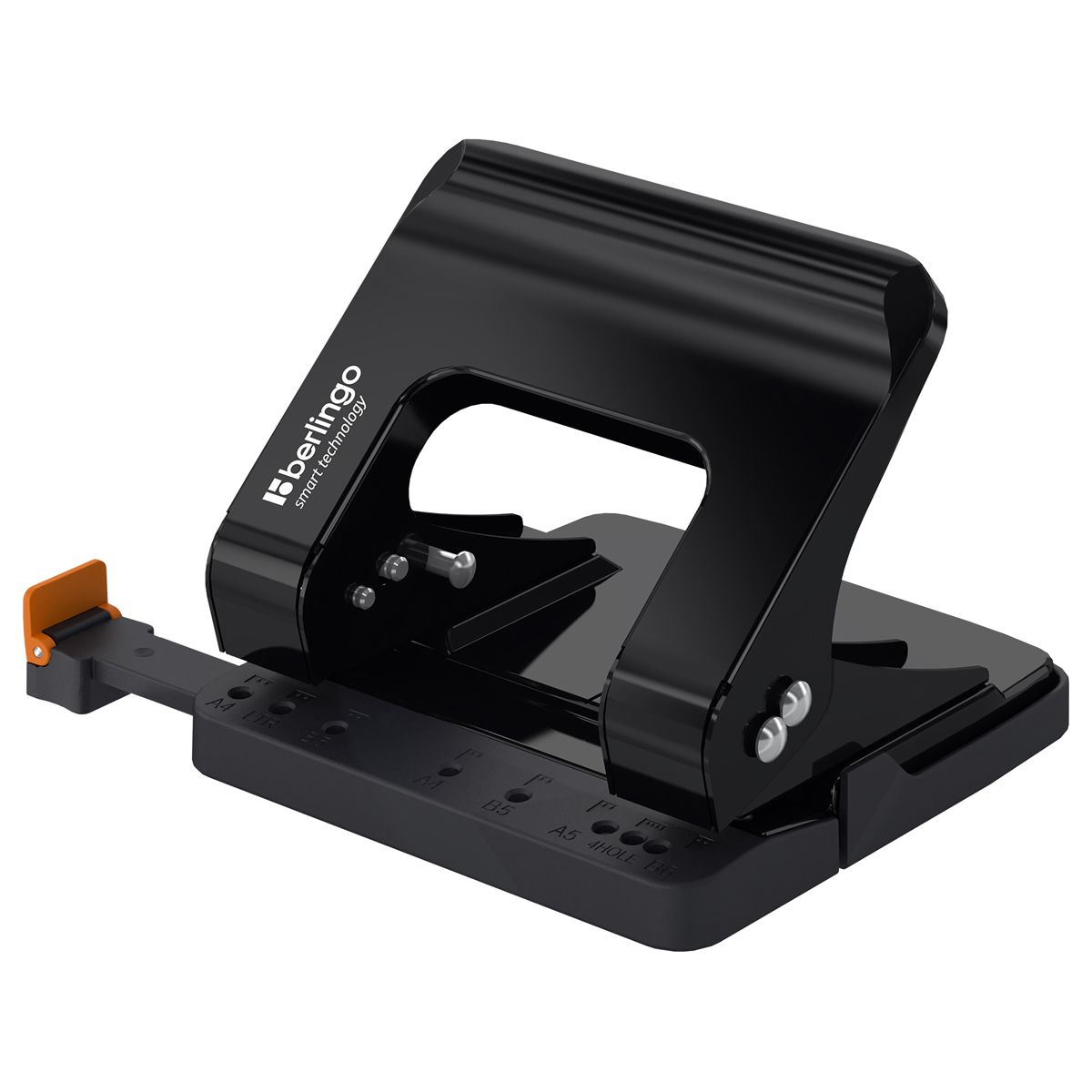 Дырокол до  25л. "Berlingo Smart Technology" металлический, фиксатор, линейка, черный