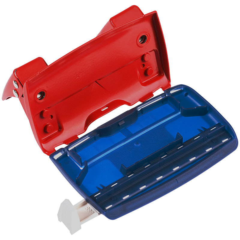 Дырокол до  10л. "Berlingo Power TX" металлический, с линейкой, красный /12/