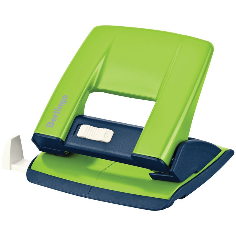 Дырокол до  20л. "Berlingo Power TX" металлический, с фиксатором и линейкой, зеленый