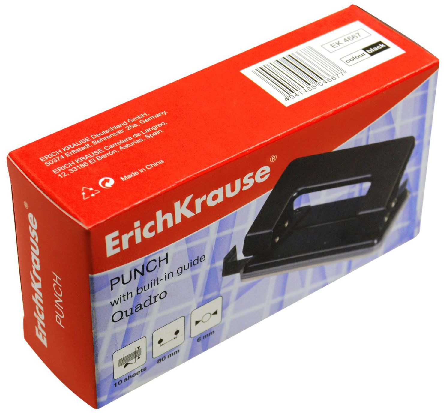 Дырокол до  10л. "Quadro" черный /24/