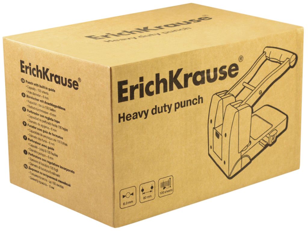 Дырокол до 100л. "Erich Krause" черный /6/