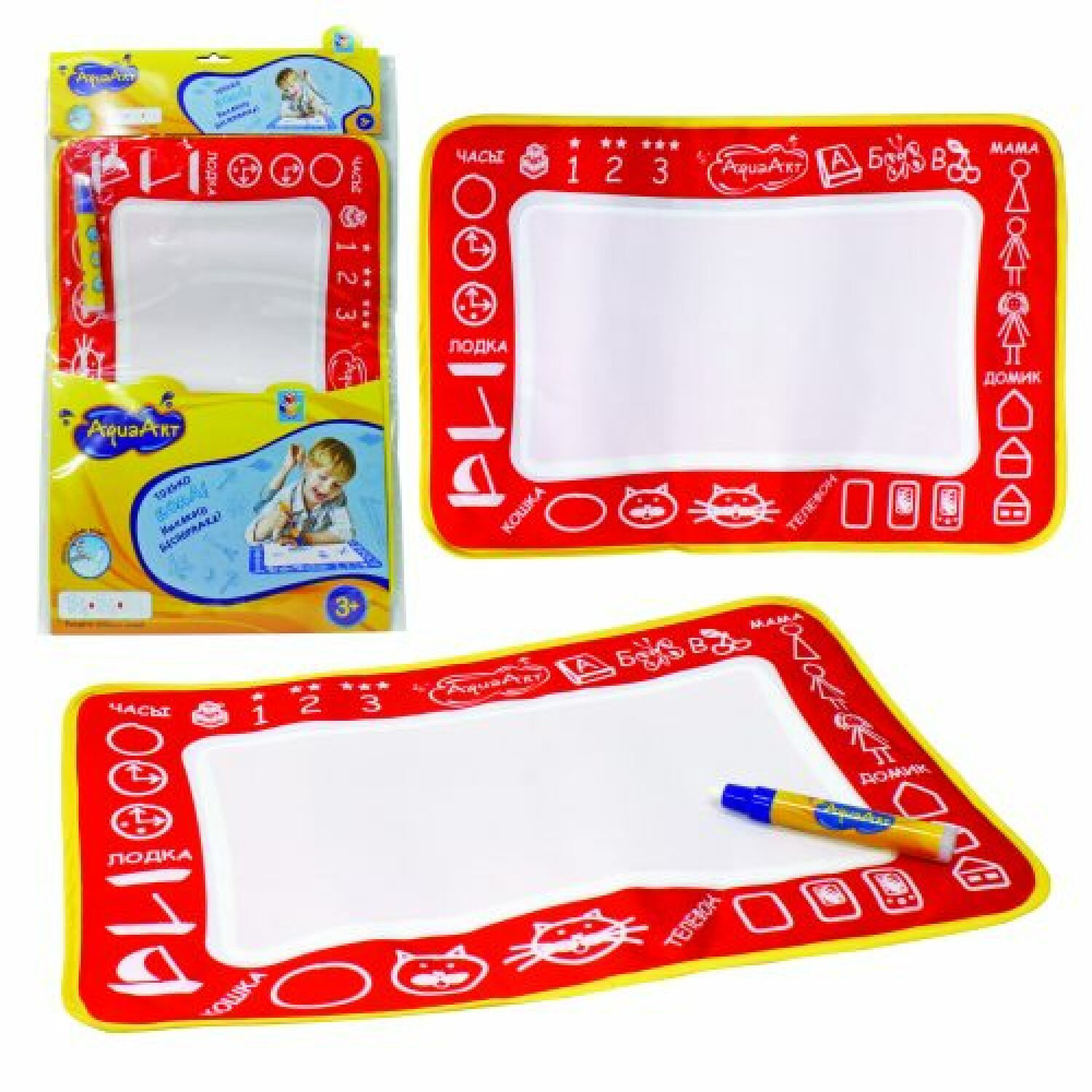 1toy AquaArt коврик д.рис. с вод.марк., моноцветный красный,30х45см,пакет 53х33х0,5 см.