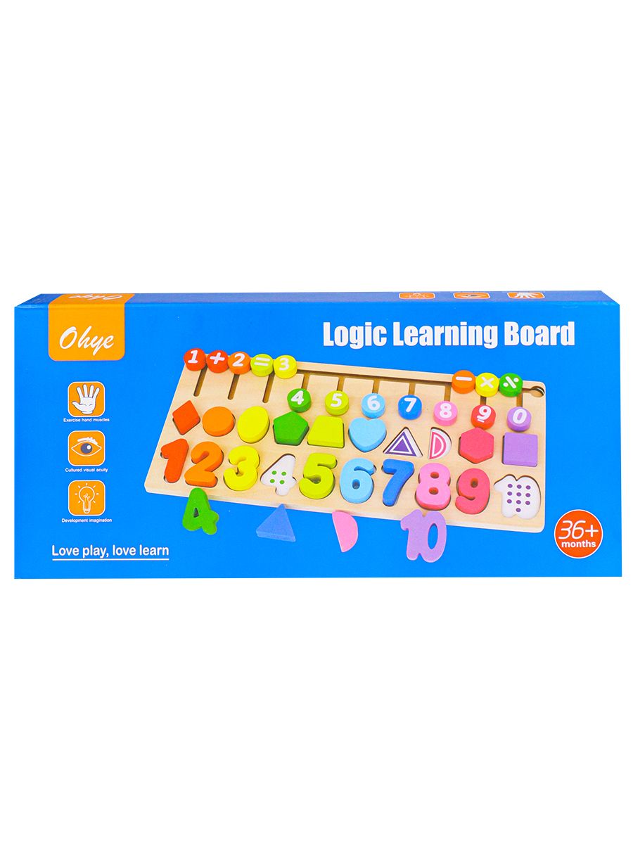 Деревянная игрушка.Счёт,сортер (40х18х4,5)"Учим формы и счет"в кор.