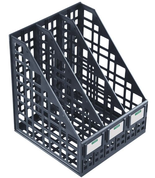 Лоток вертикальный 3 отд. "СТАММ" сборный черный /17/