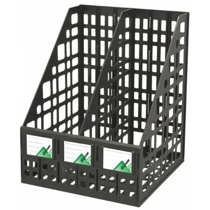 Лоток вертикальный 2 отд. "СТАММ" сборный черный /20/