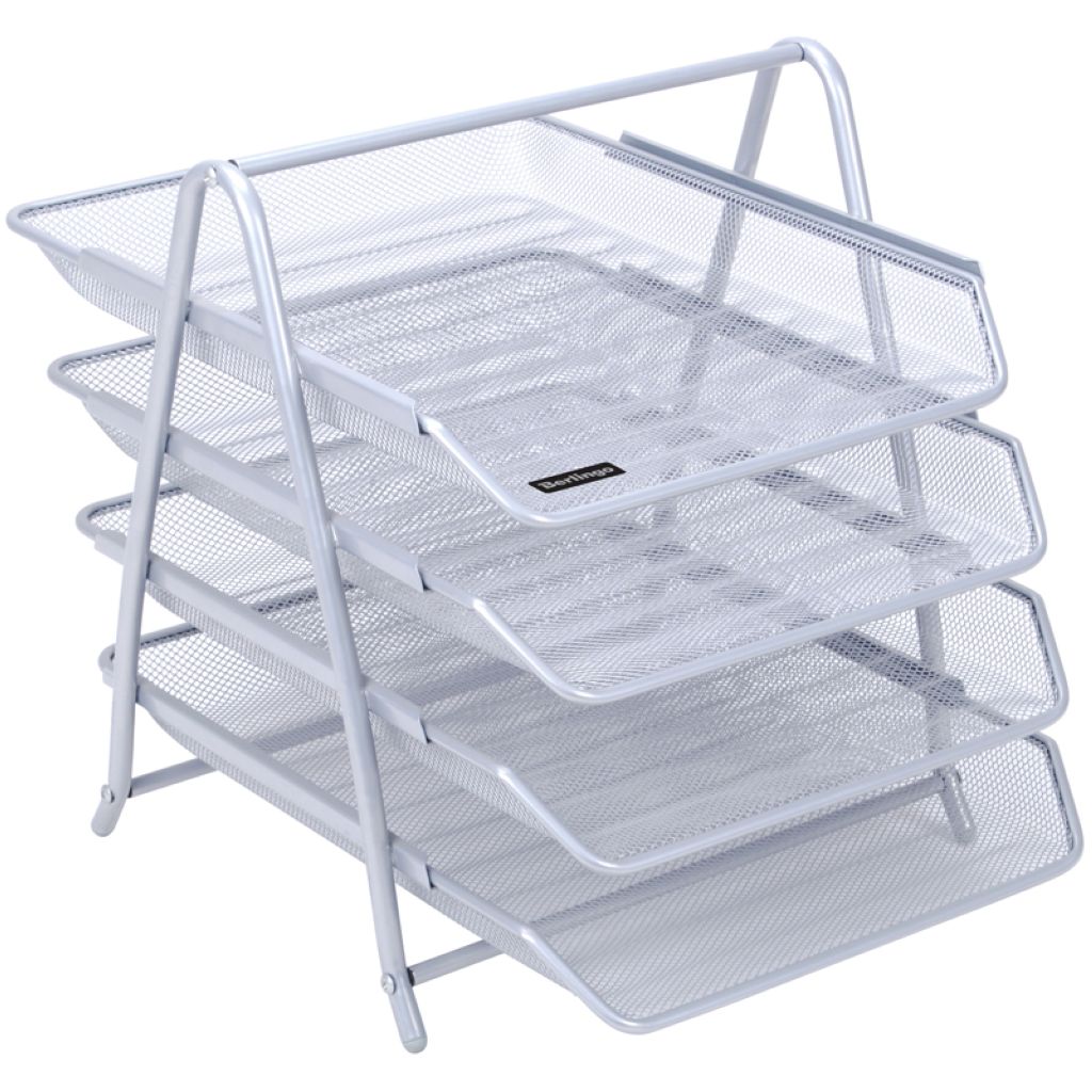 Лоток горизонтальный 4 отд. "Berlingo" металл серебристый /1/