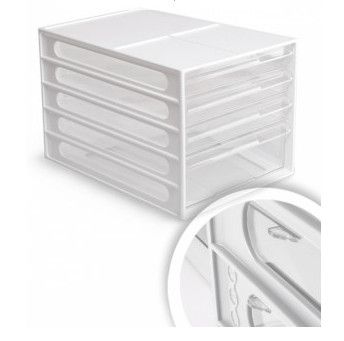 Блок выдвижных лотков 4 отд. "СТАММ" белый корпус, прозрачные лотки, сборный /1/