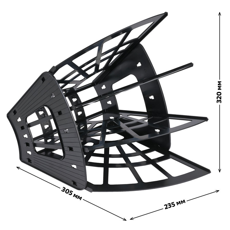 Лоток веерный 3 отд. "Эконом" черный  /10/