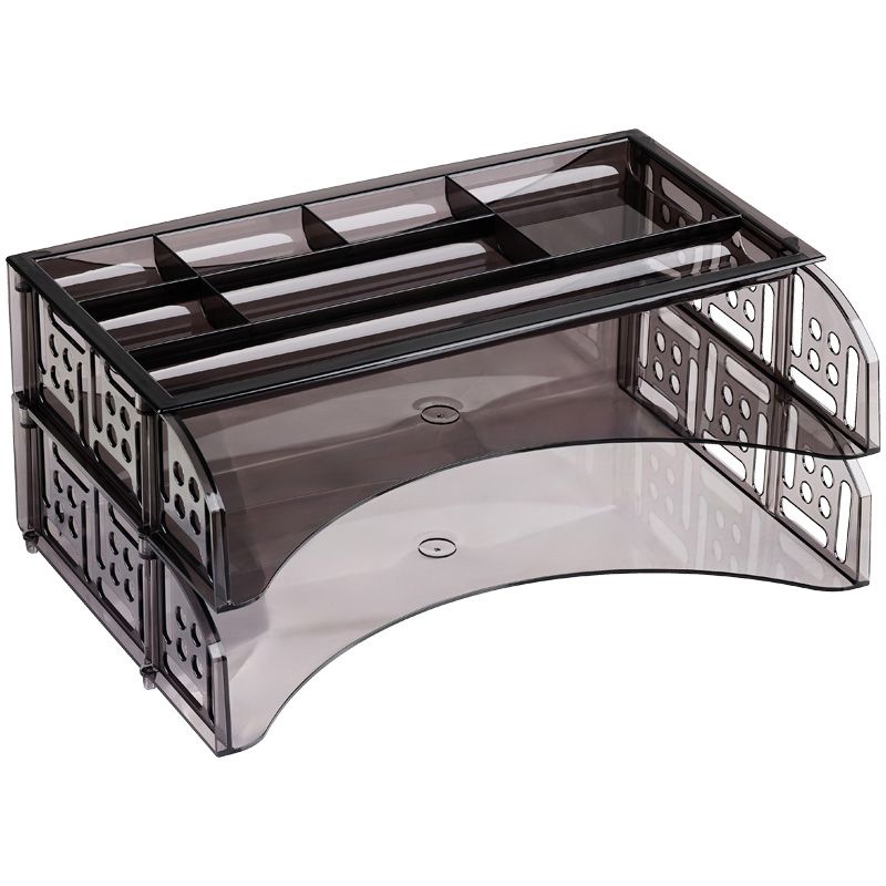 Лоток горизонтальный 2 отд. "СТАММ Field"  + органайзер тонированный серый /5/