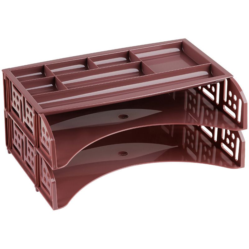 Лоток горизонтальный 2 отд. "СТАММ Field"  + органайзер бордовый Agra /5/