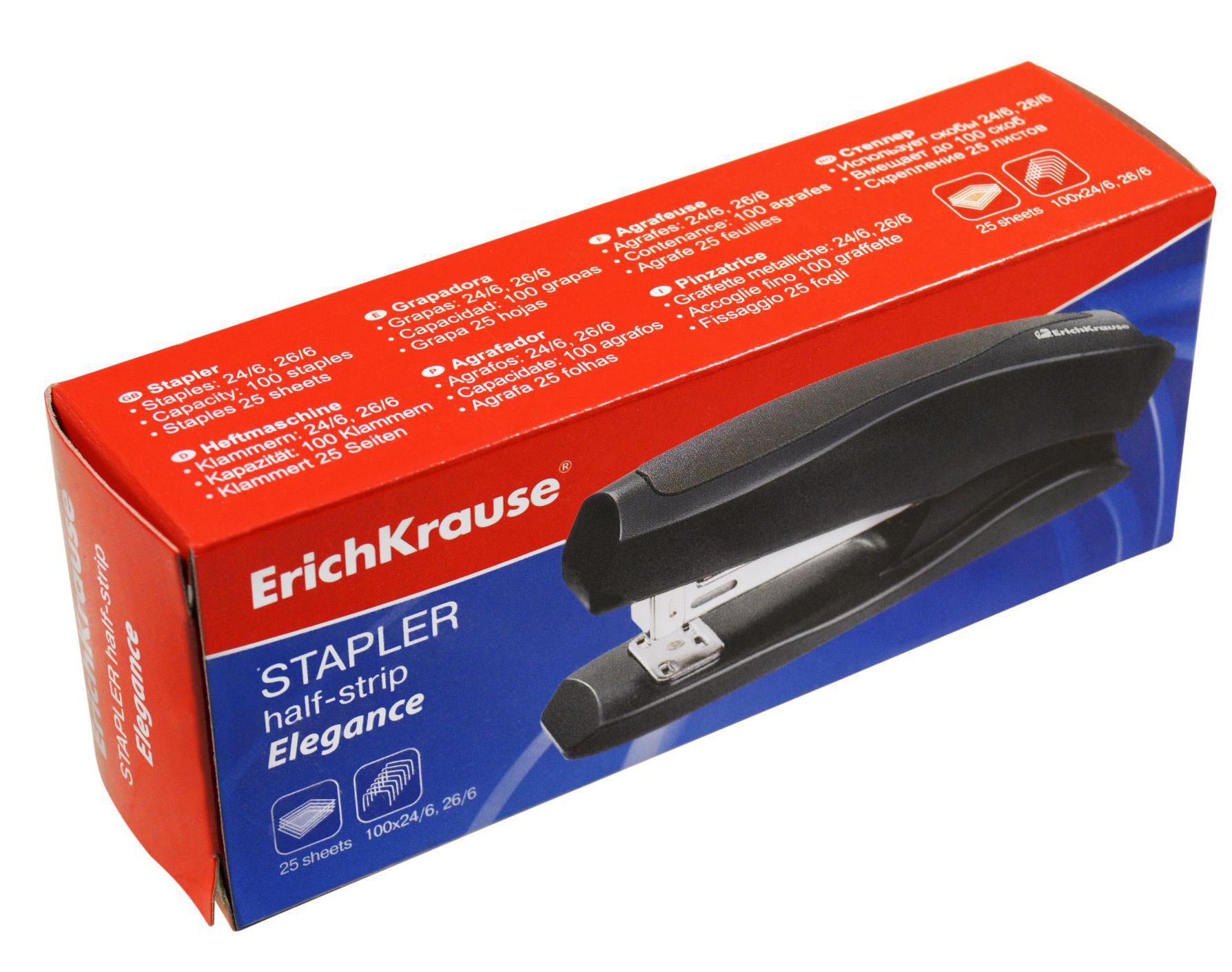 Степлер 24/6, 26/6 до 25л. "Elegance" ассорти /12/