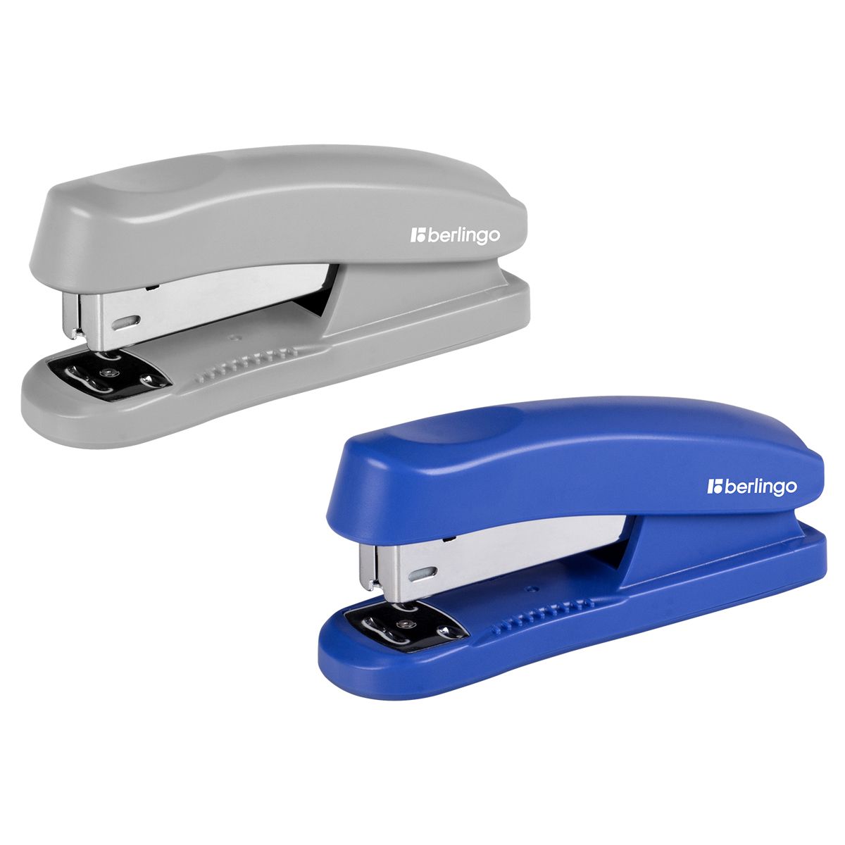 Степлер 24/6, 26/6 до 30л. Berlingo "Universal" пластиковый корпус, синий