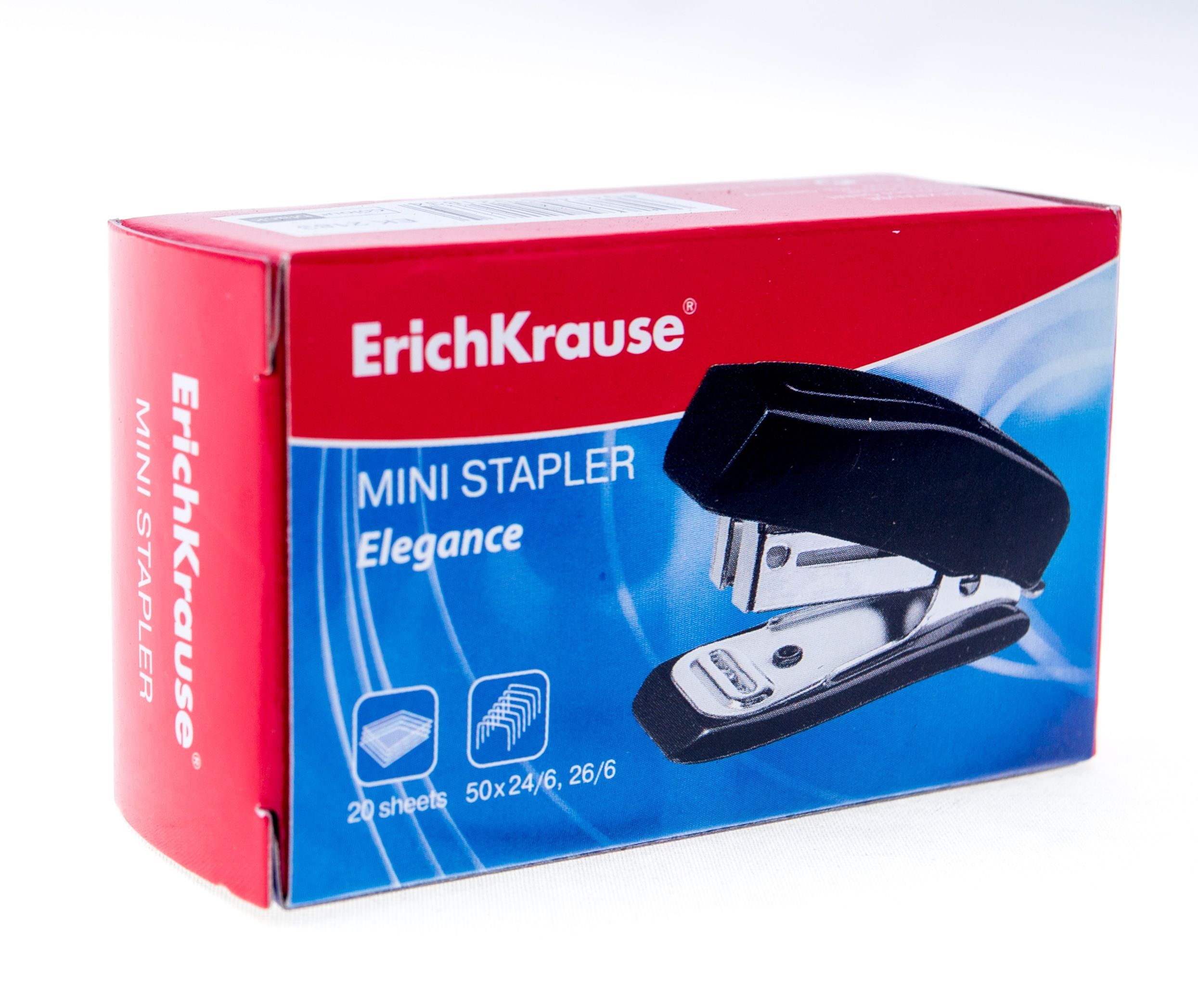 Степлер 24/6, 26/6 до 20л. "Elegance" мини черный /24/