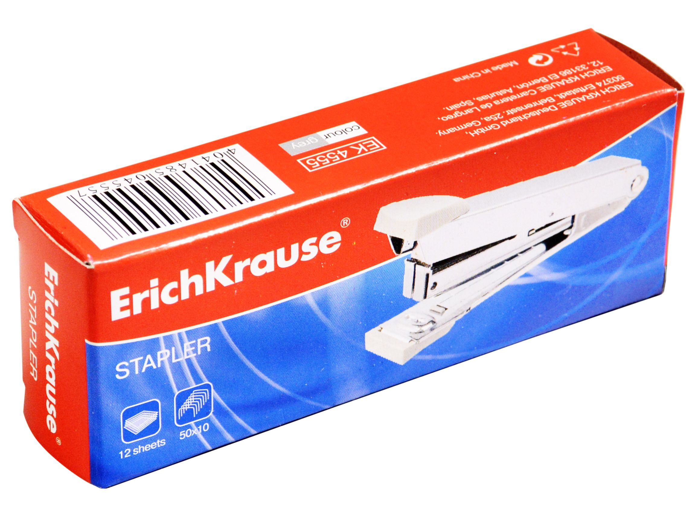 Степлер 10 до 20л. "Erich Krause" серый /12/