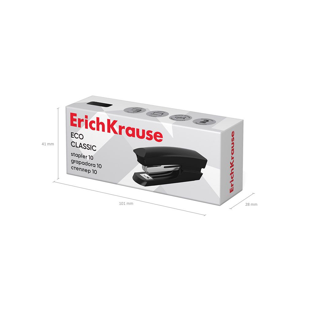 Степлер 10 до 10л. "Erich Krause" черный /12/