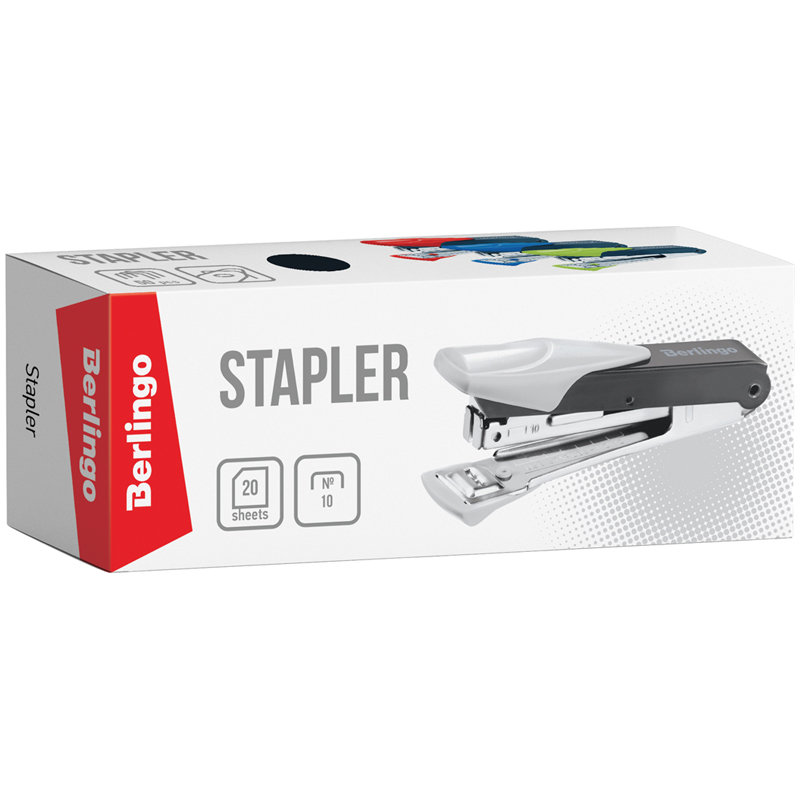 Степлер 10 до 20л. Berlingo "Power TX" металлический корпус, синий/10/