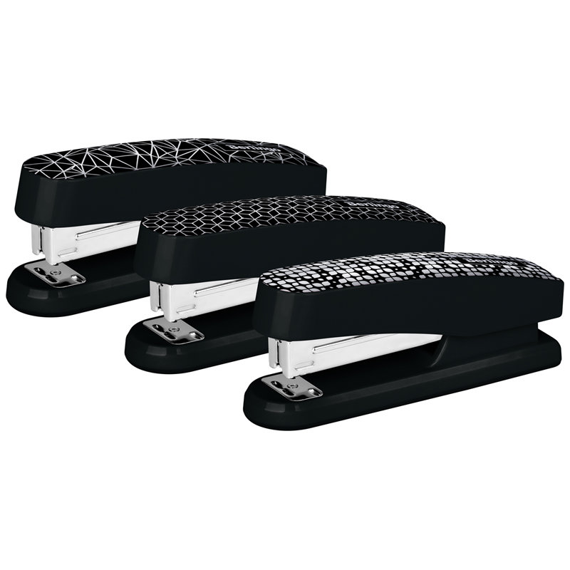 Степлер 24/6, 26/6 до 20л. Berlingo "DoubleBlack" пластиковый корпус, черный/12/