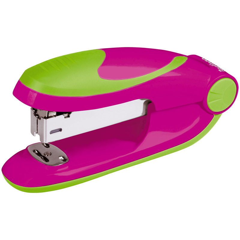 Степлер 24/6, 26/6 до 25л. Berlingo "Fuze" 100 скоб, пластиковый корпус, розовый/8/