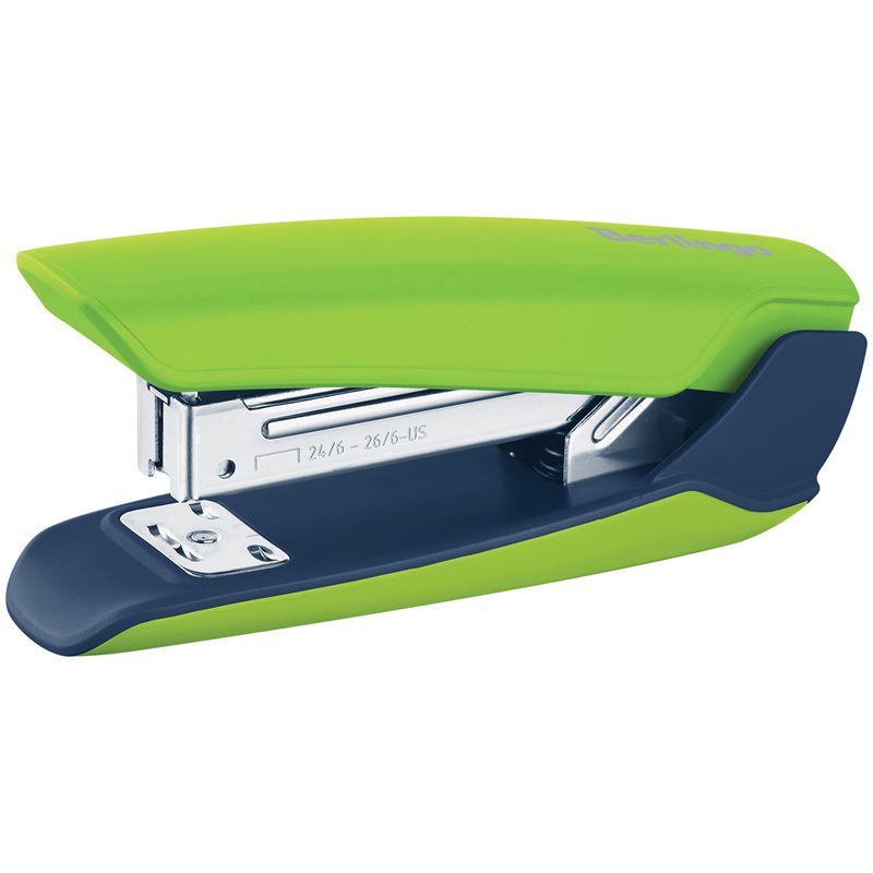 Степлер 24/6, 26/6 до 25л. Berlingo "Hyper" пластиковый корпус, зеленый/10/