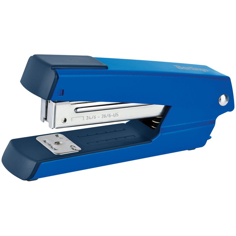 Степлер 24/6, 26/6 до 30л. Berlingo "Power TX" металлический корпус, синий/10/