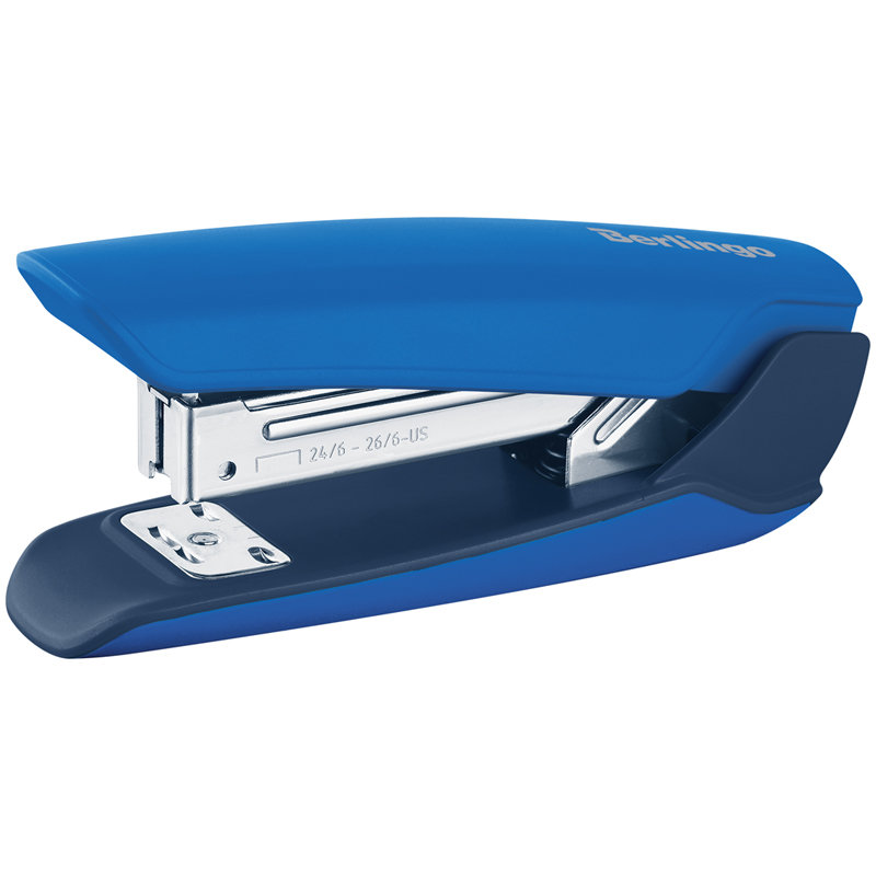Степлер 24/6, 26/6 до 25л. Berlingo "Hyper" пластиковый корпус, синий/10/