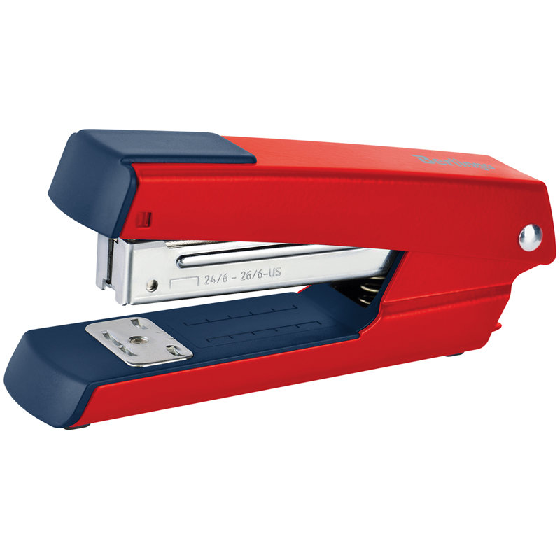 Степлер 24/6, 26/6 до 30л. Berlingo "Power TX" металлический корпус, красный/10/
