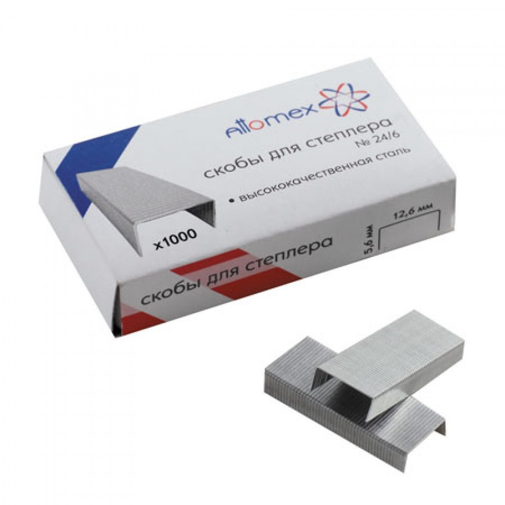 Скобы №24/6 "Attomex" 1000шт. оцинкованные /10/