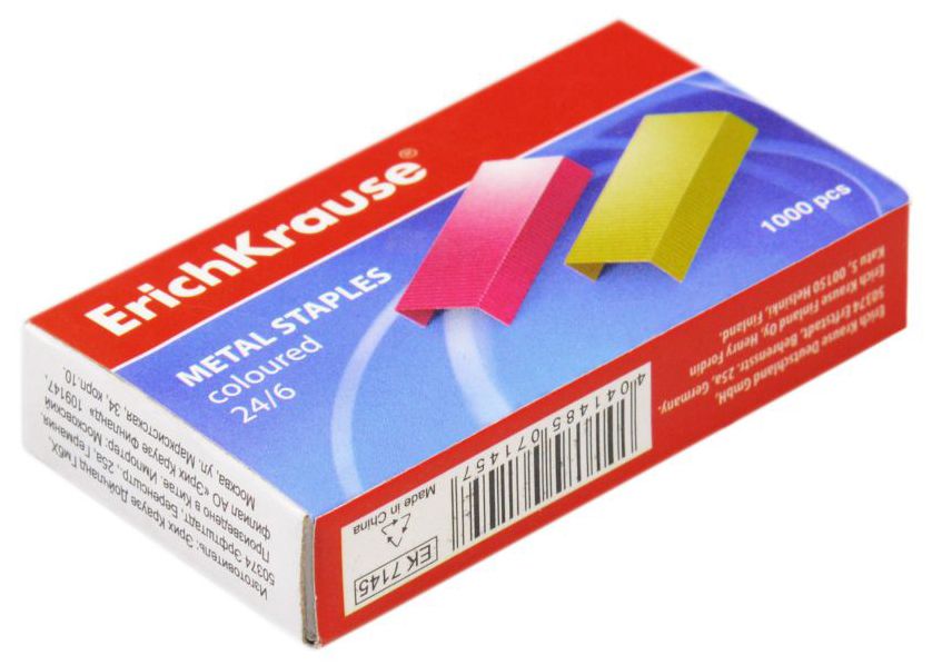 Скобы №24/6 "Erich Krause" цветные /10/