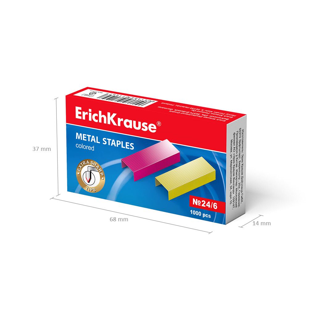 Скобы №24/6 "Erich Krause" цветные /10/