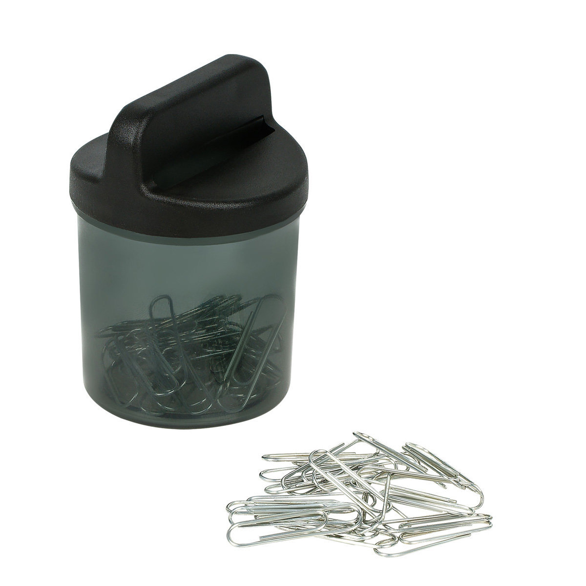 Скрепочница магнитная "Стамм"  50 скрепок, тонированная черная