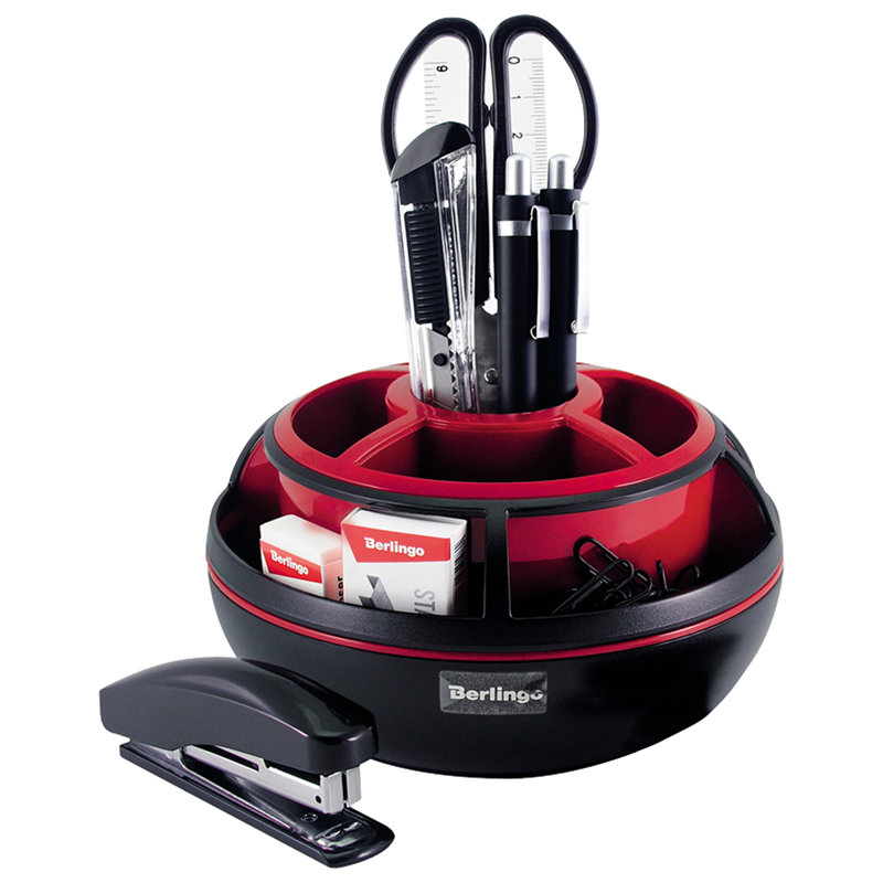 Набор канцелярский  9пр. "Berlingo "Apex" вращающийся, черный/красный